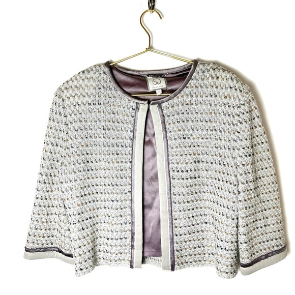 St John Couture tweed purple gray blazer jacket 14 - Picture 2 of 14